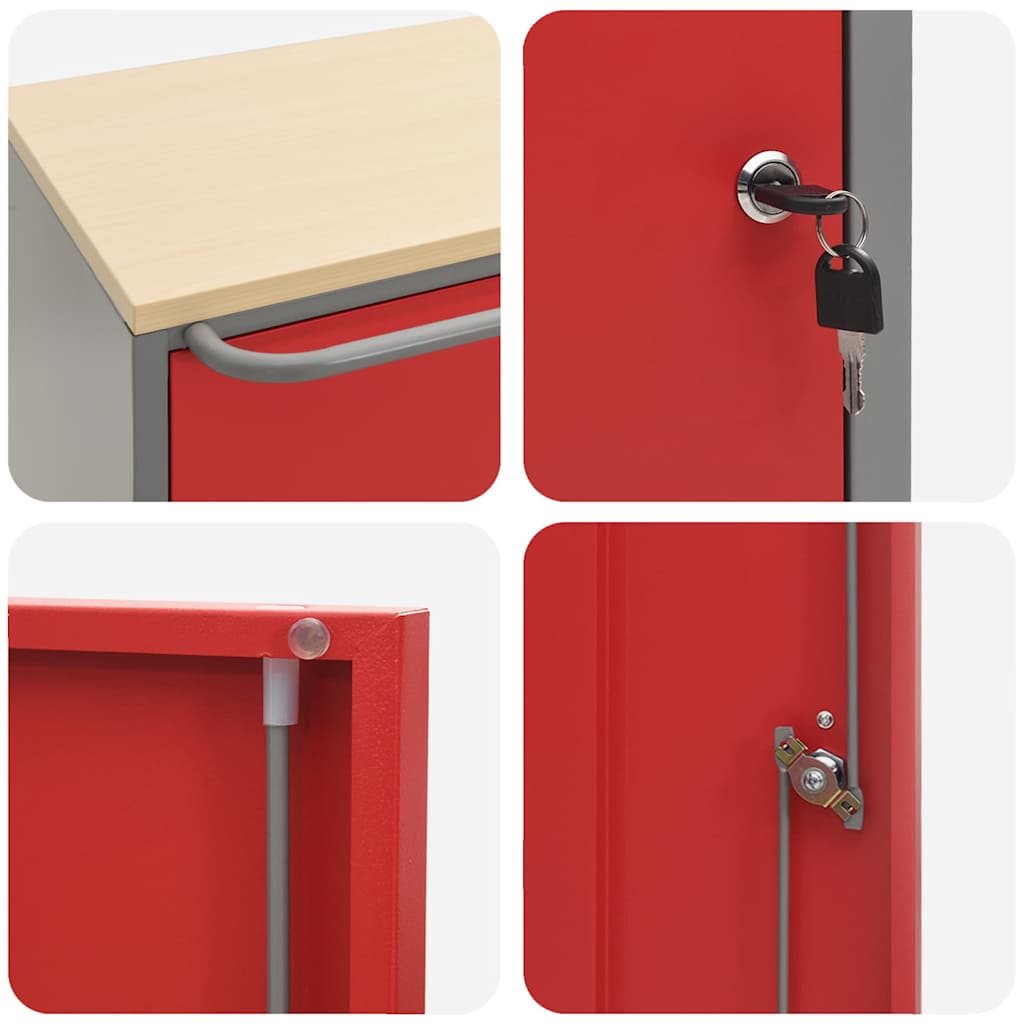 Werkbank Rot und Grau 75 x 45 x 85 cm Pulverbeschichteter Stahl