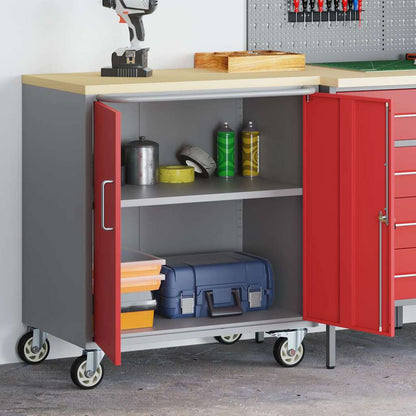 Werkbank Rot und Grau 75 x 45 x 85 cm Pulverbeschichteter Stahl