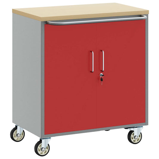 Werkbank Rot und Grau 75 x 45 x 85 cm Pulverbeschichteter Stahl