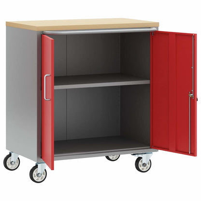 Werkbank Rot und Grau 75 x 45 x 85 cm Pulverbeschichteter Stahl