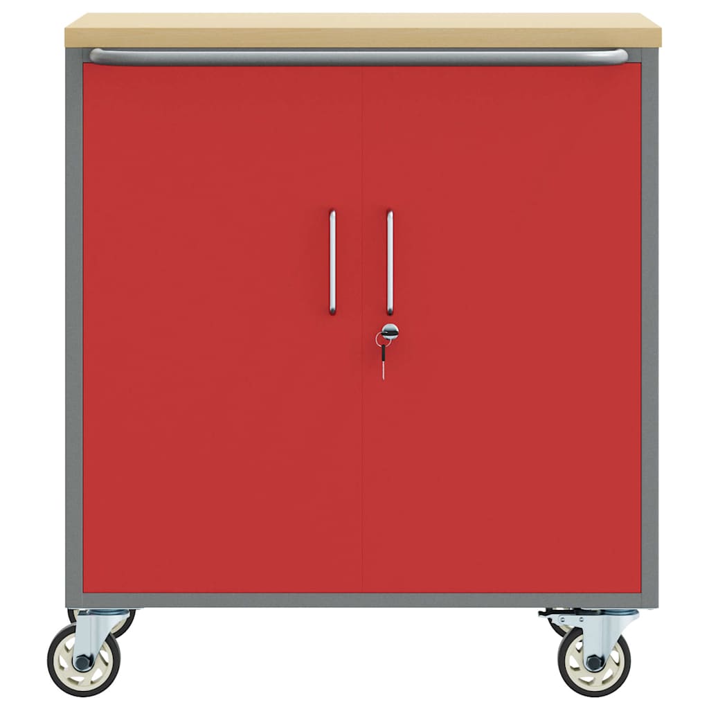Werkbank Rot und Grau 75 x 45 x 85 cm Pulverbeschichteter Stahl
