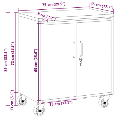 Werkbank Rot und Grau 75 x 45 x 85 cm Pulverbeschichteter Stahl