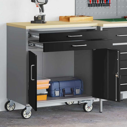 Werkbank mit Schubladen Schwarz und Grau 75 x 45 x 85 cm