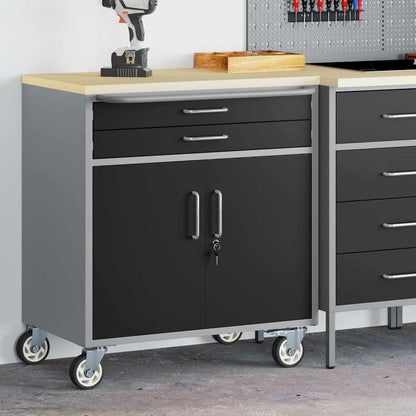 Werkbank mit Schubladen Schwarz und Grau 75 x 45 x 85 cm