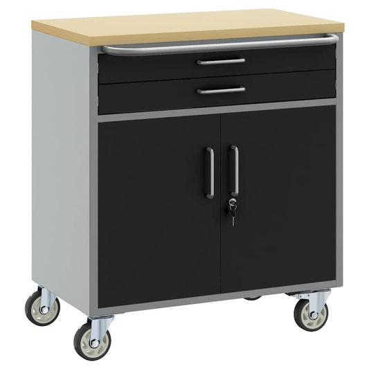 Werkbank mit Schubladen Schwarz und Grau 75 x 45 x 85 cm