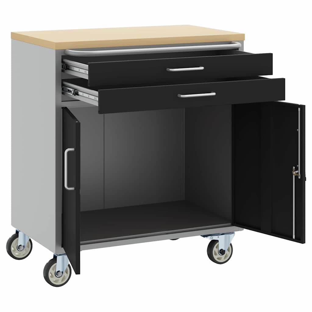 Werkbank mit Schubladen Schwarz und Grau 75 x 45 x 85 cm