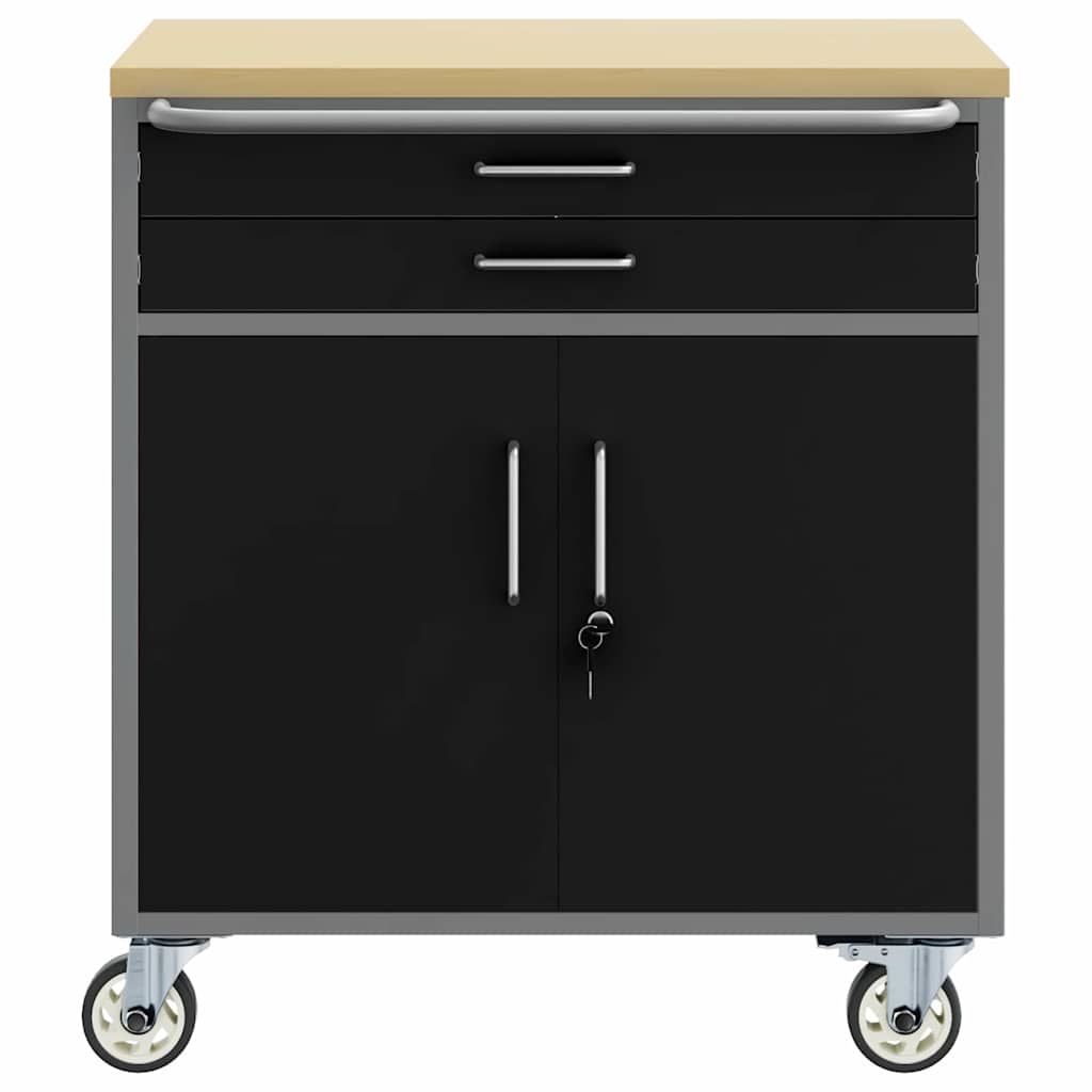 Werkbank mit Schubladen Schwarz und Grau 75 x 45 x 85 cm