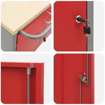 Werkbank Rot und Grau 75 x 45 x 85 cm Pulverbeschichteter Stahl