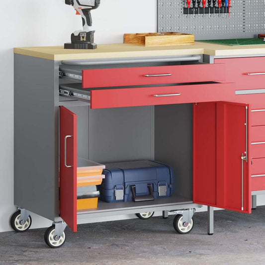 Werkbank Rot und Grau 75 x 45 x 85 cm Pulverbeschichteter Stahl