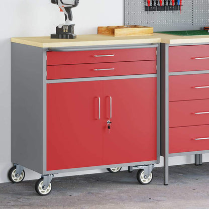 Werkbank Rot und Grau 75 x 45 x 85 cm Pulverbeschichteter Stahl