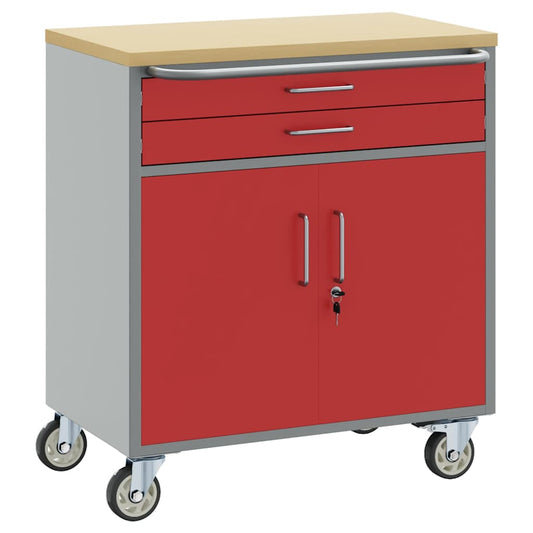 Werkbank Rot und Grau 75 x 45 x 85 cm Pulverbeschichteter Stahl
