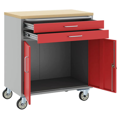Werkbank Rot und Grau 75 x 45 x 85 cm Pulverbeschichteter Stahl