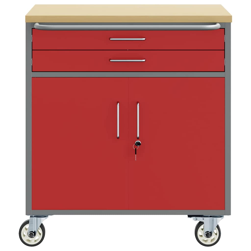 Werkbank Rot und Grau 75 x 45 x 85 cm Pulverbeschichteter Stahl