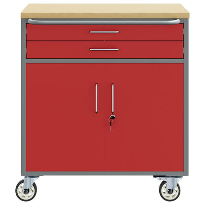 Werkbank Rot und Grau 75 x 45 x 85 cm Pulverbeschichteter Stahl