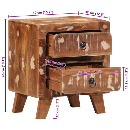 Nachttisch 2 Stk. 40x32x46 cm Altholz Massiv