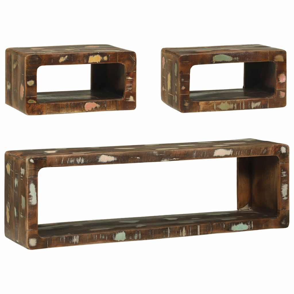 TV-Schrank-Set mit Regal 3 pcs Mehrfarbig Massivholz Altholz