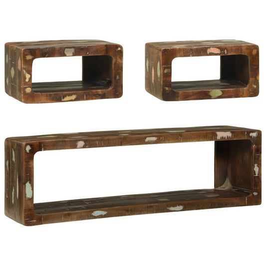 TV-Schrank-Set mit Regal 3 pcs Mehrfarbig Massivholz Altholz