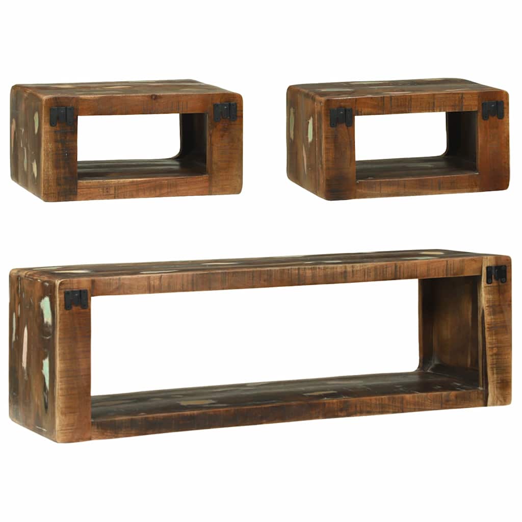 TV-Schrank-Set mit Regal 3 pcs Mehrfarbig Massivholz Altholz