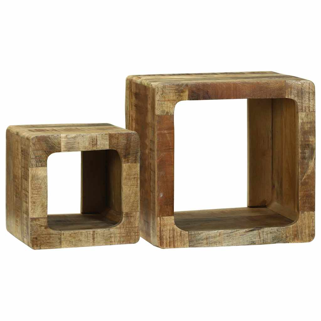 TV Einheit 2 pcs Braun 36 x 30 x 36 cm Raues Mango-Massivholz