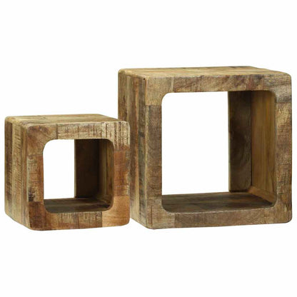 TV Einheit 2 pcs Braun 36 x 30 x 36 cm Raues Mango-Massivholz