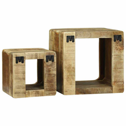 TV Einheit 2 pcs Braun 36 x 30 x 36 cm Raues Mango-Massivholz