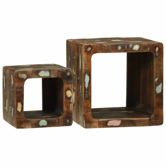 TV Einheit mit Regal 2 pcs Mehrfarbig recyceltes Massivholz