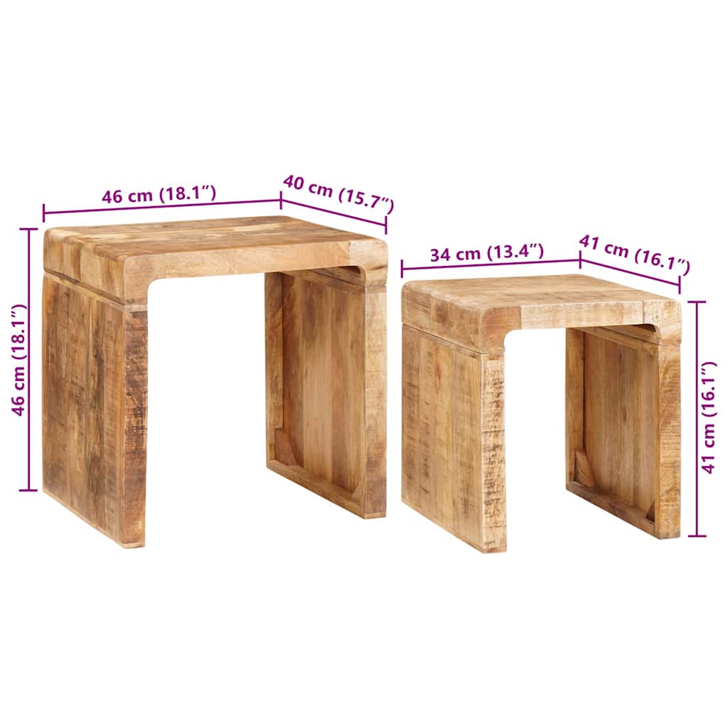 Beistelltische Braun Massivholz Mango
