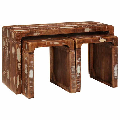 Satztische 3 pcs recyceltes Massivholz