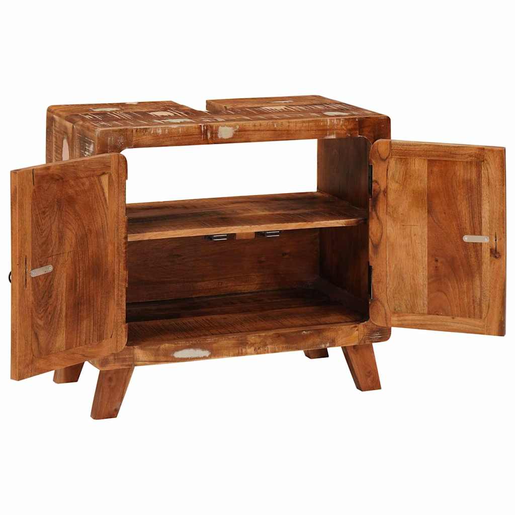 Badezimmer Schrank mit Tür Massivholz Altholz und Holzwerkstoff