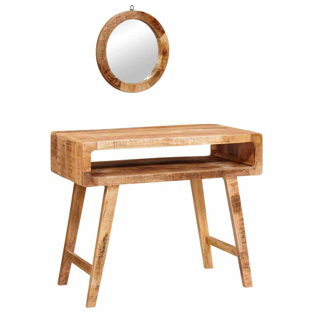 Schminktisch mit Regal Braun 90 x 76 x 45 cm massives Mangoholz
