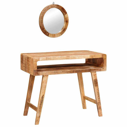 Schminktisch mit Regal Braun 90 x 76 x 45 cm massives Mangoholz