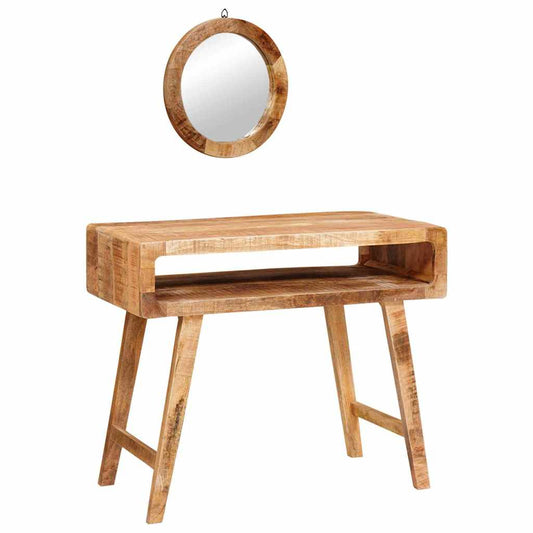 Schminktisch mit Regal Braun 90 x 76 x 45 cm massives Mangoholz