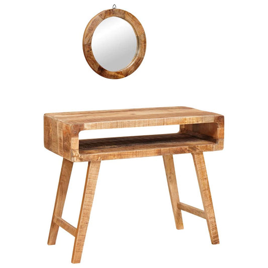 Schminktisch mit Regal Braun 90 x 76 x 45 cm massives Mangoholz