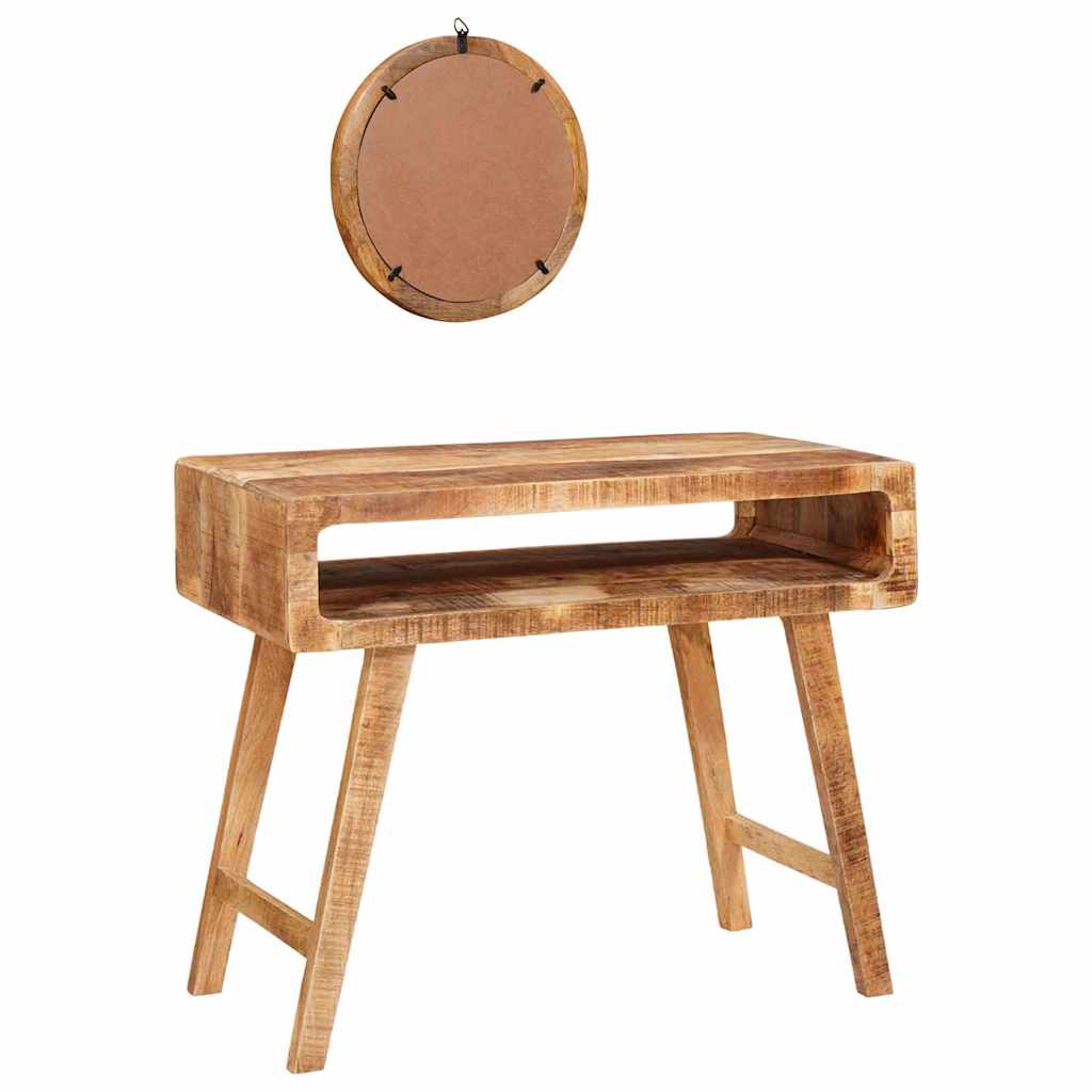 Schminktisch mit Regal Braun 90 x 76 x 45 cm massives Mangoholz