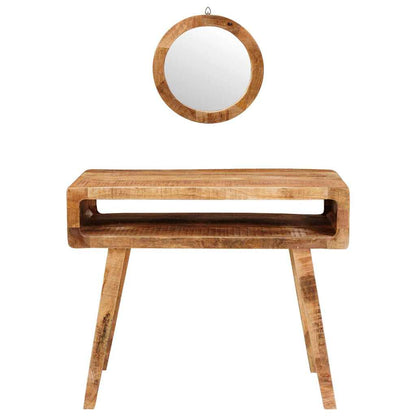 Schminktisch mit Regal Braun 90 x 76 x 45 cm massives Mangoholz