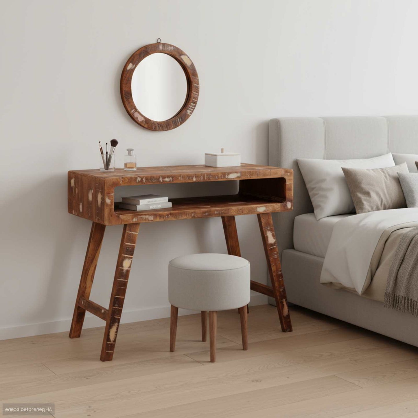 Schminktisch Braun 90 x 76 x 45 cm Massives recyceltes Holz