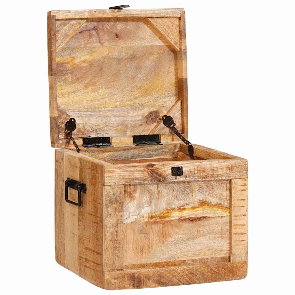 Aufbewahrungsbox mit Speicher mit Schloss massives Mangoholz