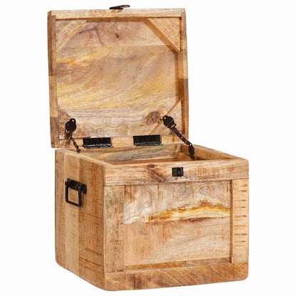Aufbewahrungsbox mit Speicher mit Schloss massives Mangoholz