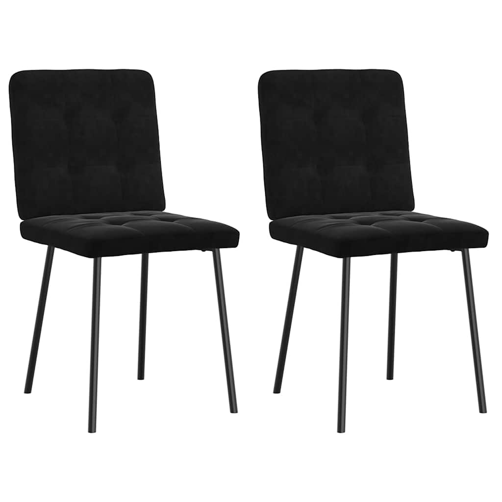 Spisestuestole 2 stk. Sort fløjl
