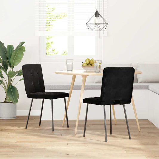 Spisestuestole 2 stk. Sort fløjl