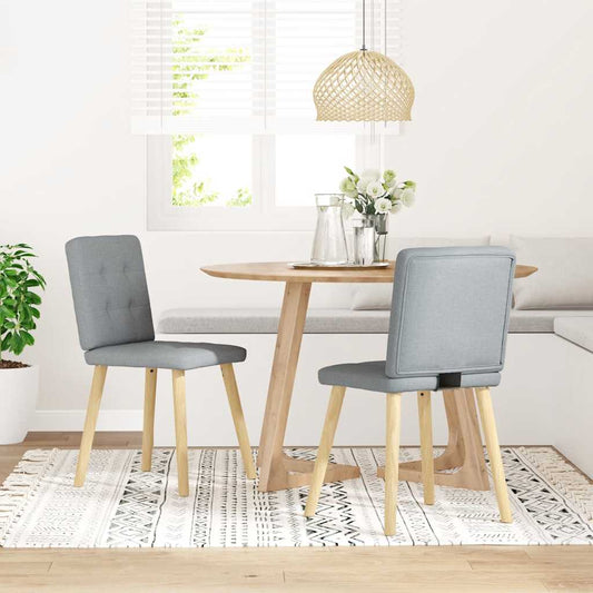 Spisestuestole 2 stk Lysegrå Stof