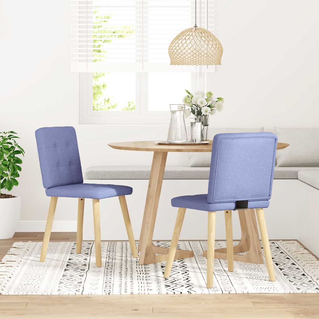 Spisestuestole 2 stk Denim Blå Stof