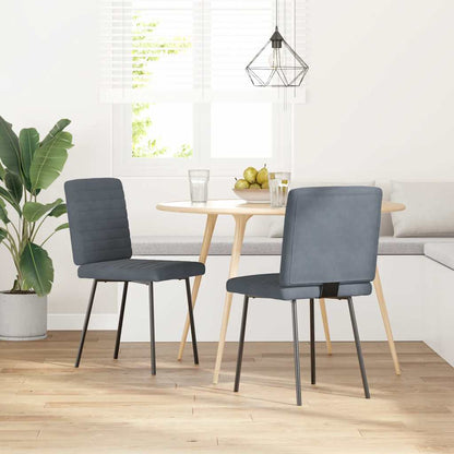 Esszimmerstühle 2 Stk. Dunkelgrau Samt