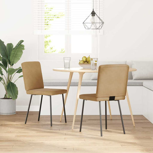 Spisestuestole 2 stk Brun Fløjl