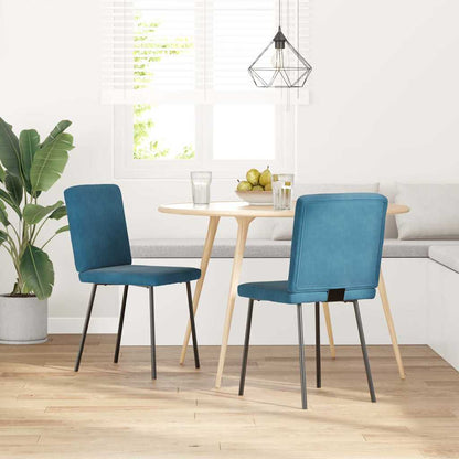 Esszimmerstühle 2 Stk. Blau Samt