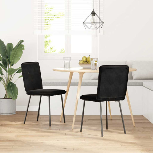 Spisestuestole 2 stk. Sort fløjl