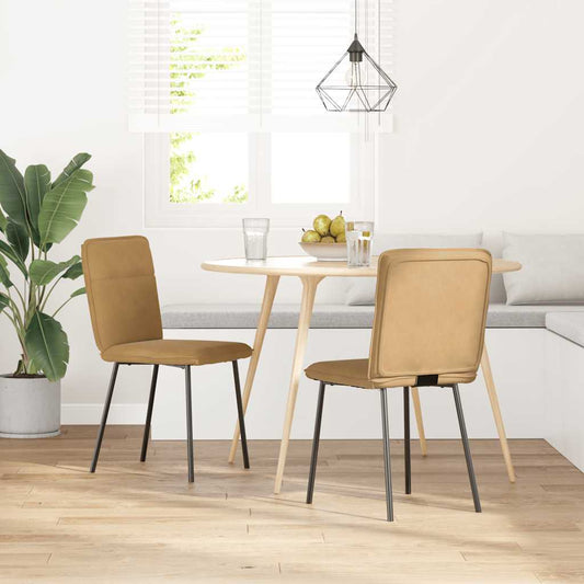 Spisestuestole 2 stk Brun Fløjl