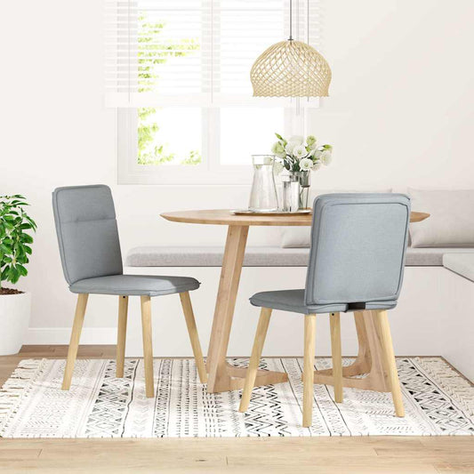 Spisestuestole 2 stk Lysegrå Stof