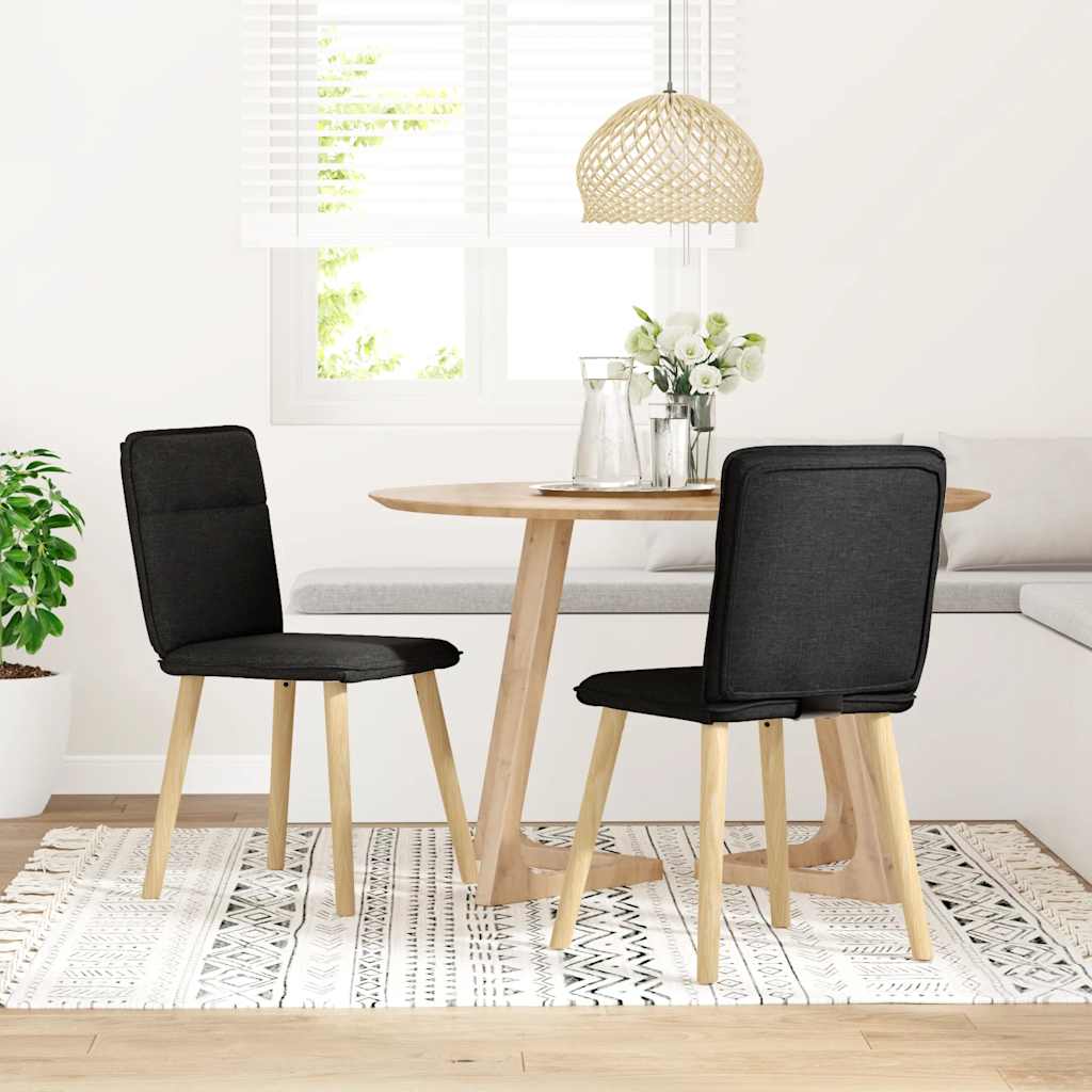 Spisestuestole 2 stk. Sort Stof