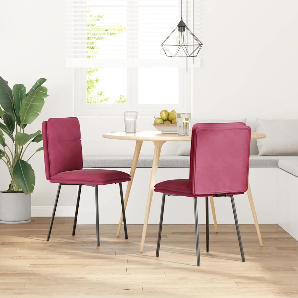 Spisestuestole 2 stk. Vinrød fløjl